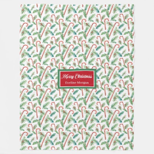 Klassische Weihnachtscreme mit Zuckerrohren, Aquar Fleecedecke (Vorderseite)