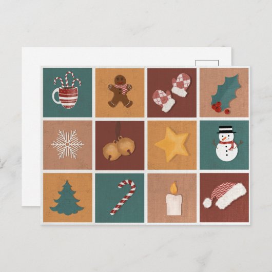 Klassische Weihnachtsdekorationen Feiertagspostkarte (Vorne/Hinten)