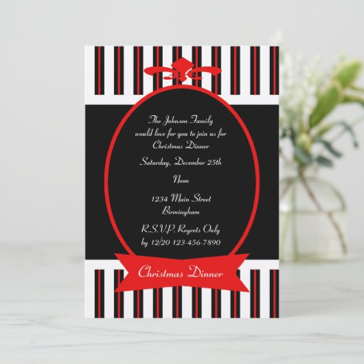 Klassische Weihnachtsessen-Party Einladung (Stehend Vorderseite)