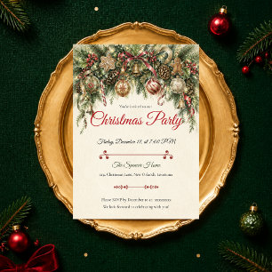 Klassische Weihnachtsfeier im Immergrün-Stil Einladung