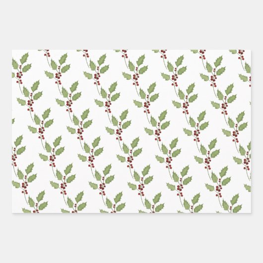 Klassische Weihnachtsfeier mit Berries Geschenkpapier Set (Vorderseite)