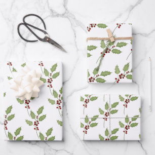 Klassische Weihnachtsfeier mit Berries Geschenkpapier Set