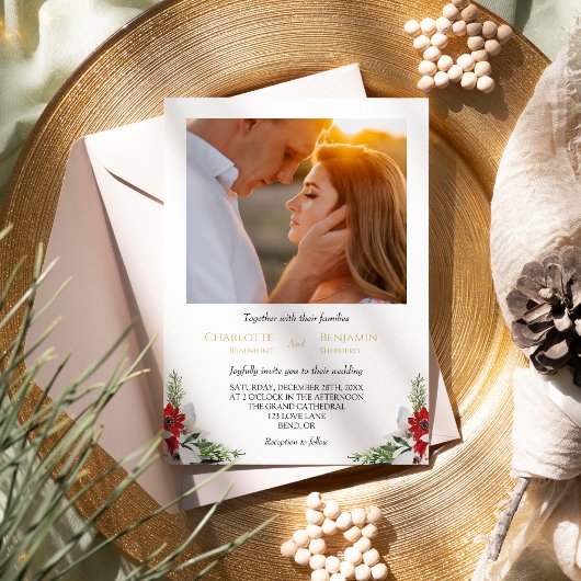 Klassische Weihnachtsfeier mit feierlicher Minimal Einladung