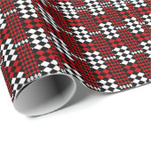 Klassische Weihnachtsfeiertage kariert Geschenkpapier (Rolleneckpunkt)