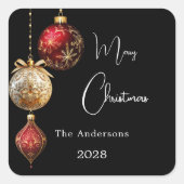 Klassische Weihnachtsfeiertage Quadratischer Aufkleber (Vorderseite)