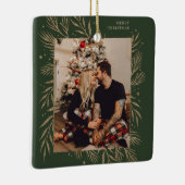 Klassische Weihnachtsfloral Frame Foto Metal Ornam Keramikornament (Rechts)