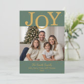 Klassische Weihnachtsfotokarte "Joy" Feiertagskarte (Stehend Vorderseite)