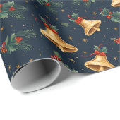 Klassische Weihnachtsglocken aus Vintage mit Holly Geschenkpapier (Rolleneckpunkt)