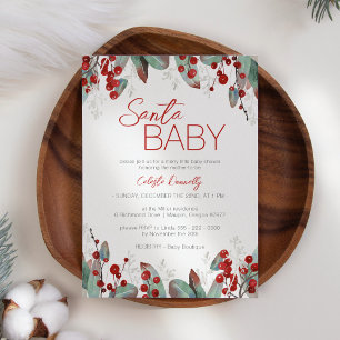 Klassische Weihnachtsgrün-Santa-Baby-Party Einladung