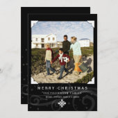 Klassische Weihnachtsgrüßkarte Schwarz-weiß Feiertagskarte (Vorne/Hinten)