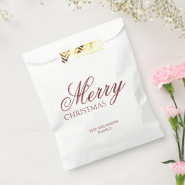 Klassische Weihnachtsgunstbeutel | Tiefrote Schrif Geschenktütchen