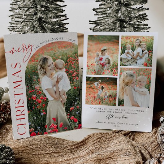 Klassische Weihnachtskarte mit Bogenfoto Einladung