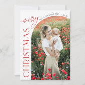 Klassische Weihnachtskarte mit Bogenfoto Einladung (Vorderseite)