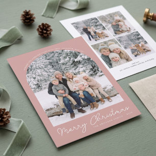 Klassische Weihnachtskarte mit Bogenmotiv - Pink Feiertagskarte
