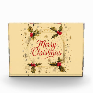 Klassische Weihnachtskarte mit Holly Design Fotoblock