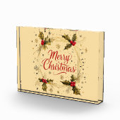 Klassische Weihnachtskarte mit Holly Design Fotoblock (Rechts)