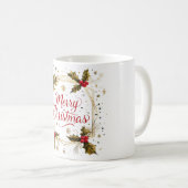 Klassische Weihnachtskarte mit Holly Design Kaffeetasse (VorderseiteRechts)