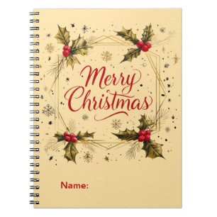Klassische Weihnachtskarte mit Holly Design Notizblock