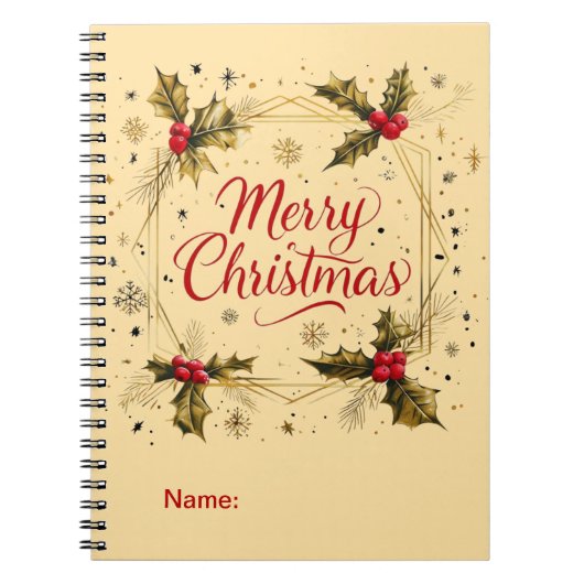 Klassische Weihnachtskarte mit Holly Design Notizblock (Vorderseite)