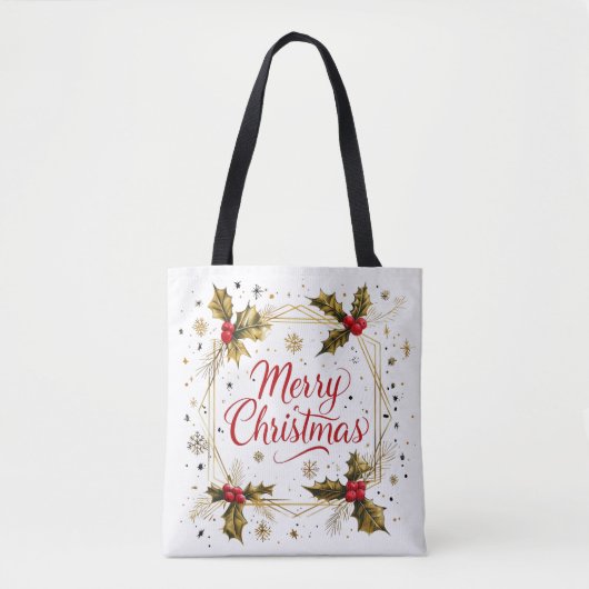 Klassische Weihnachtskarte mit Holly Design Tasche (Vorderseite)