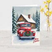 Klassische Weihnachtskarte mit rotem LKW Karte (Gelbe Blume)