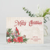 Klassische Weihnachtskarten mit Kardinal Feiertagskarte (Stehend Vorderseite)