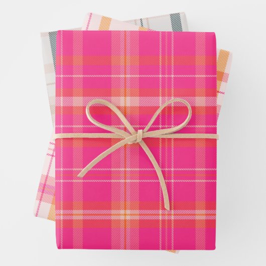 Klassische Weihnachtskollektion Kariert Pink Colle Geschenkpapier Set (Beispiel)