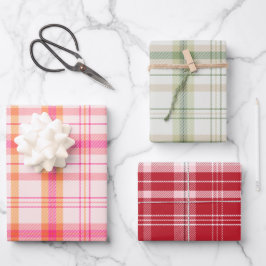 Klassische Weihnachtskollektion Kariert Red Green Geschenkpapier Set