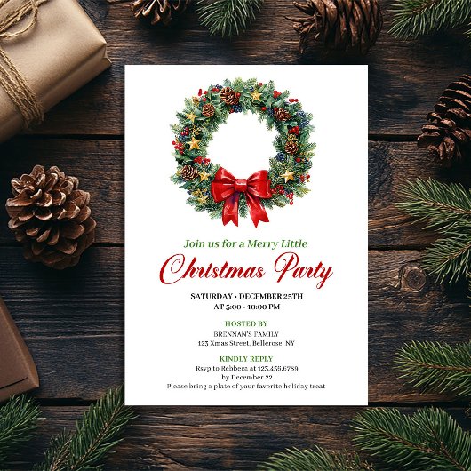 Klassische Weihnachtskränzchen-Party Einladung zum