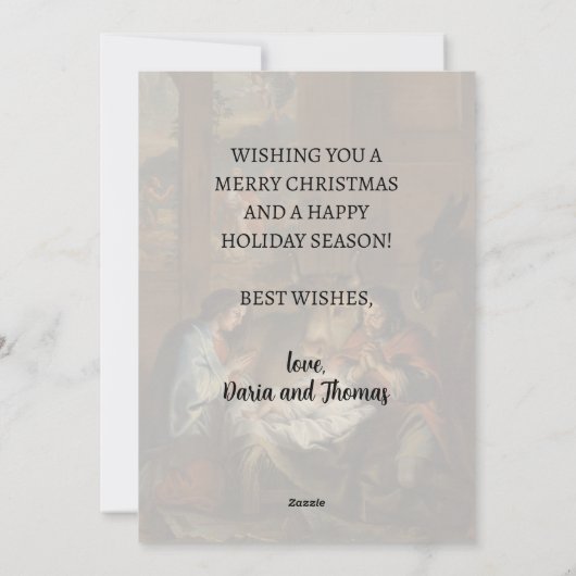 Klassische Weihnachtskrippe Quellinus Feiertagskarte (Rückseite)