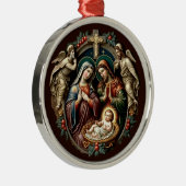 Klassische Weihnachtskrippen-Szene Metal-Ornament Ornament Aus Metall (Rechts)