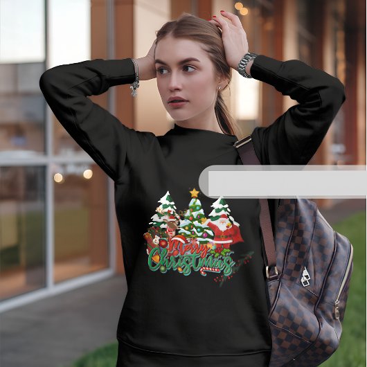 Klassische Weihnachtslandschaft mit Santa, Reindee Sweatshirt