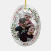 Klassische Weihnachtslieder-Pflanze Silver Frame F Keramik Ornament (Vorne)