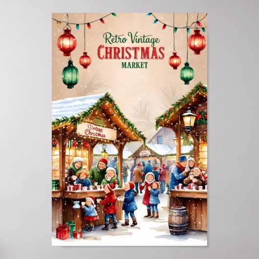 Klassische Weihnachtsmarktszene Poster (Vorne)