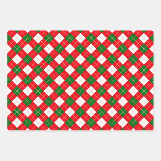 Klassische Weihnachtsmuster Rot und Grün Geschenkpapier Set (Vorderseite 3)