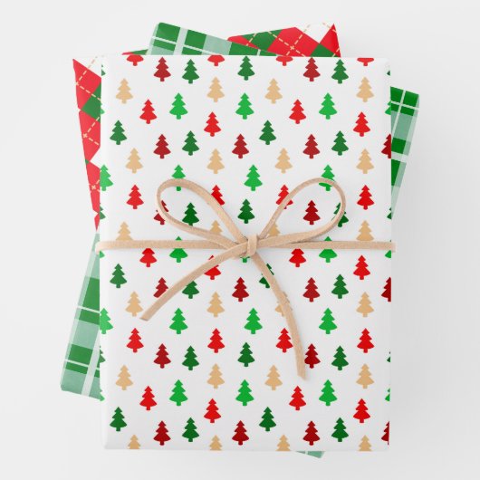 Klassische Weihnachtsmuster Rot und Grün Geschenkpapier Set (Beispiel)