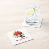 Klassische Weihnachtspoinsettias & Golden Bells Rechteckiger Pappuntersetzer (Vor Ort)