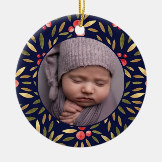 Klassische Weihnachtsrahmen Babys 1. Weihnachten Keramik Ornament (Vorne)