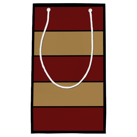 Klassische Weihnachtsrot und goldene Streifen Kleine Geschenktüte (Vorderseite)