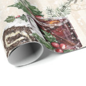 Klassische Weihnachtsrot-weiße Poinsettia-Blume Geschenkpapier (Rolleneckpunkt)