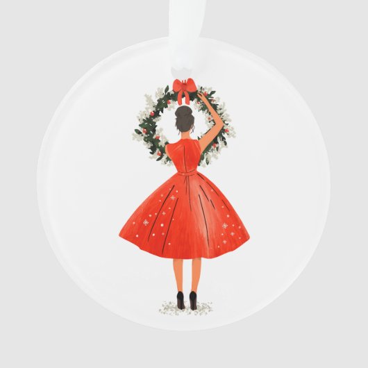Klassische Weihnachtsschmuck in Rotem Kleid Ornament (Vorderseite)