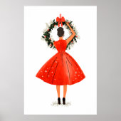 Klassische Weihnachtsschmuck in Rotem Kleid Poster (Vorne)