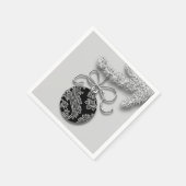 Klassische Weihnachtsschmuck Schwarz Grau Farben Serviette (Ecke)