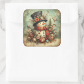 Klassische Weihnachtsschneemobil-Stickers Quadratischer Aufkleber (Tasche)