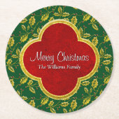 Klassische Weihnachtsstechpalme personifizieren Runder Pappuntersetzer (Vorderseite)