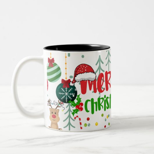 Klassische Weihnachtssymbole Zweifarbige Tasse (Links)