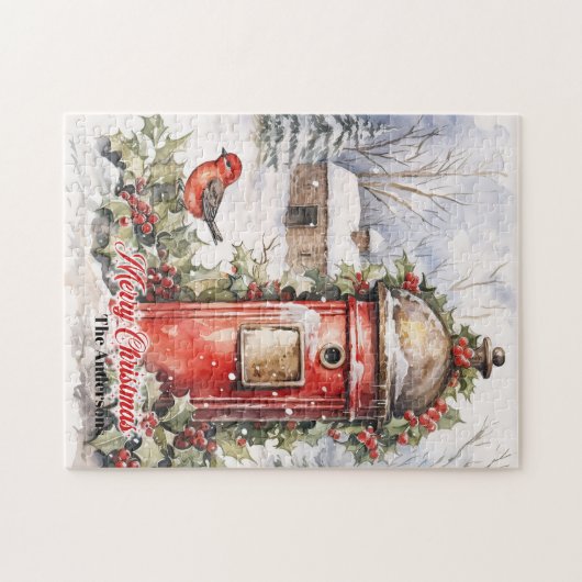 Klassische Weihnachtsszene mit Rotkehlchen Puzzle (Horizontal)