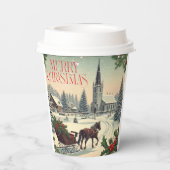 Klassische Weihnachtsszene Pappbecher (Rückseite)