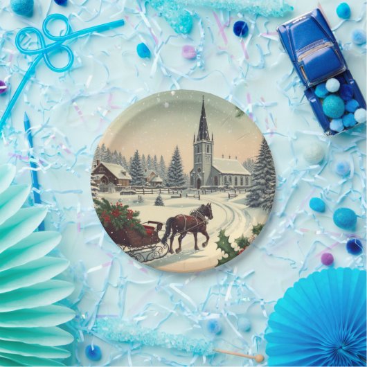 Klassische Weihnachtsszene Pappteller (Party)
