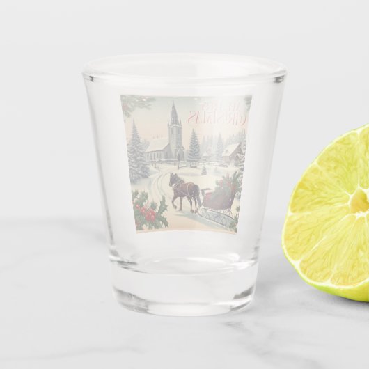 Klassische Weihnachtsszene Schnapsglas (Rückseite)